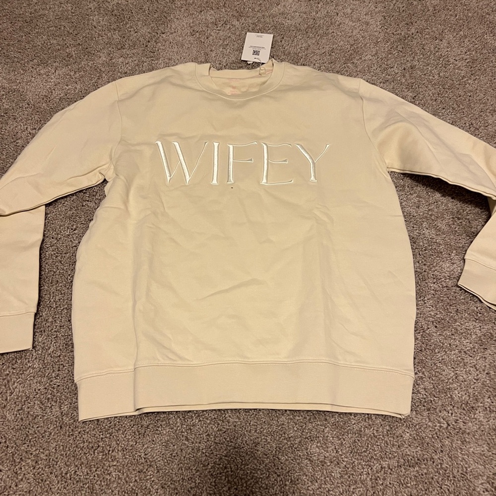 Miss to Mrs Wifey Light Cream Crewneck